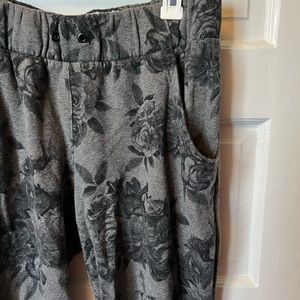 Adidas floral joggers with zipper bottom - size large
